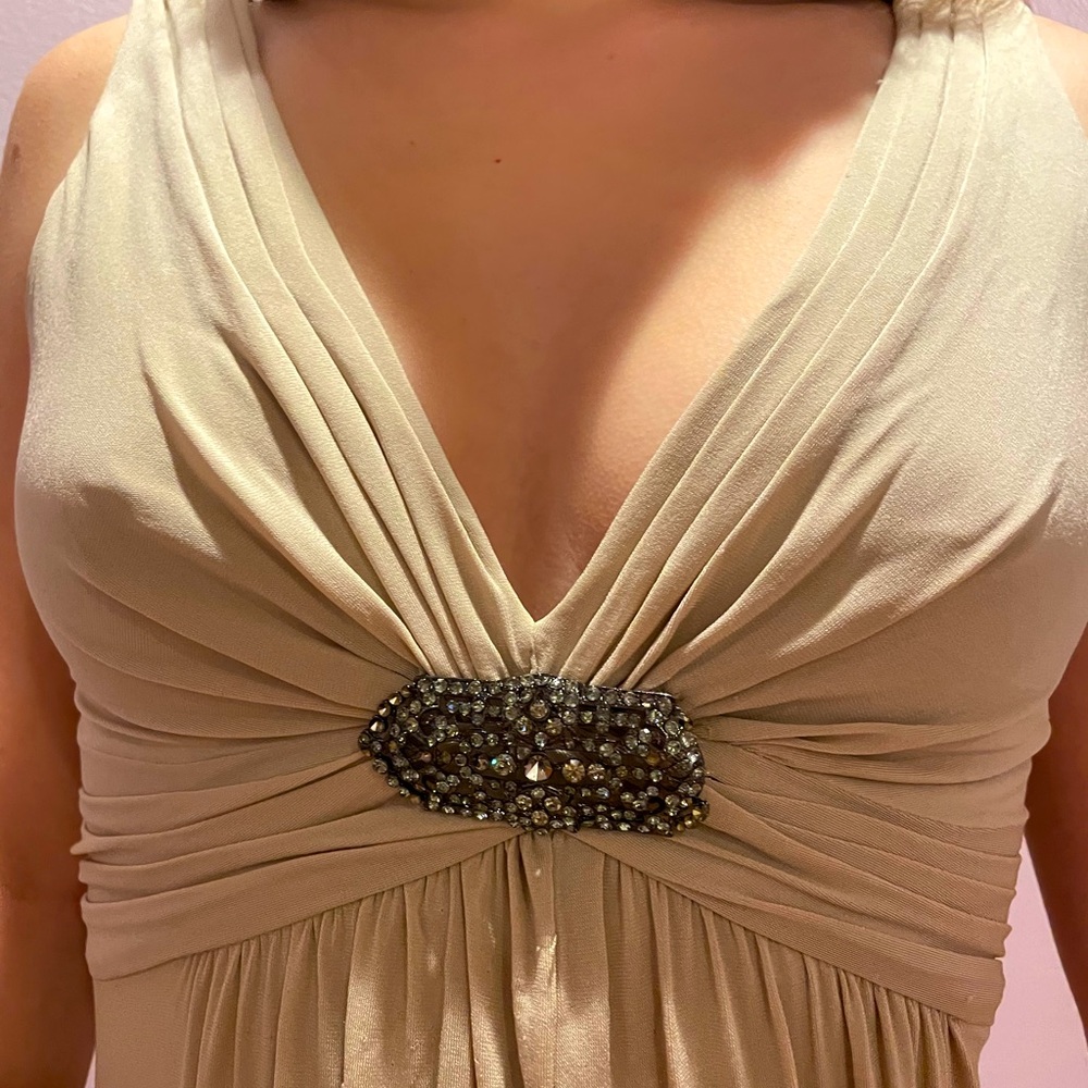 BCBGMaxAzria Cream Dress with Embellished Detail